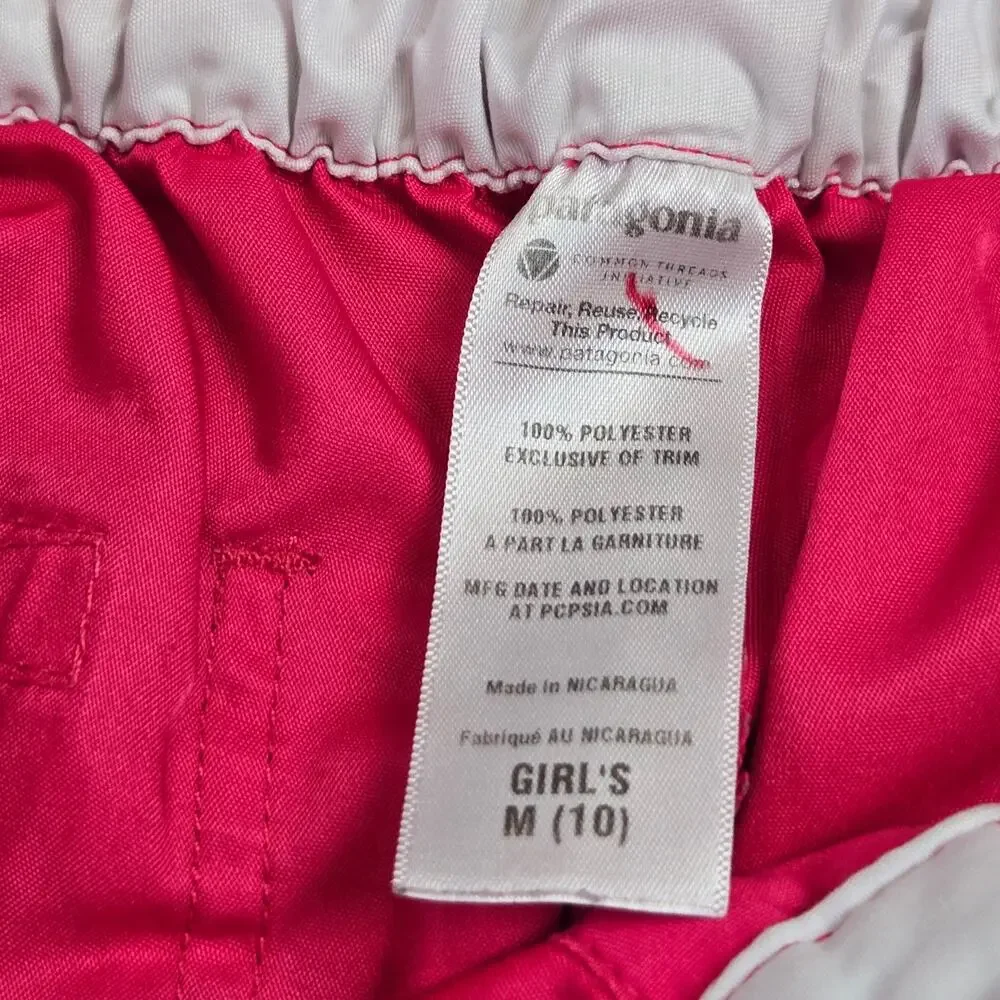 Patagonia Girls Board Shorts Baggies Pink White Medium 8‎